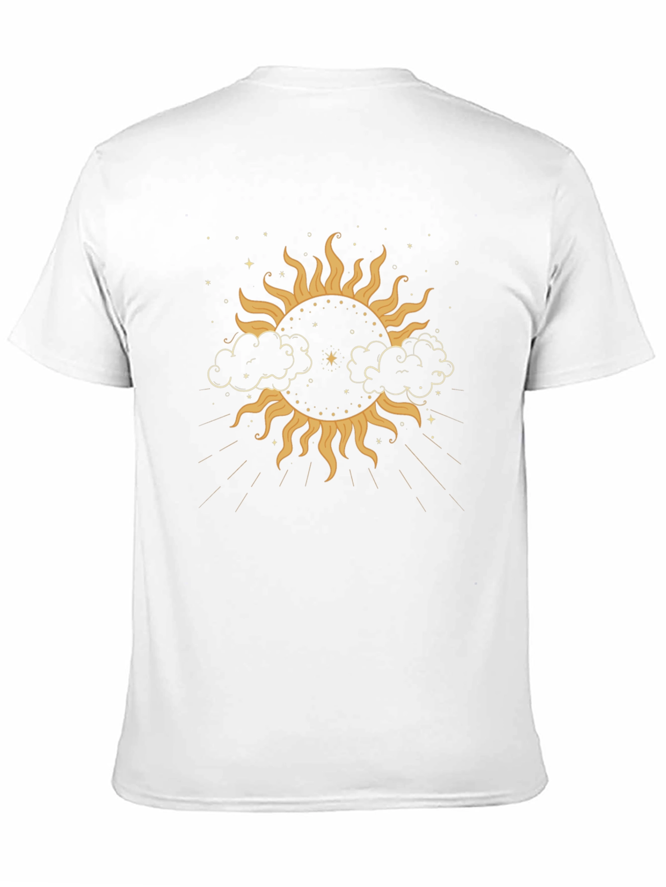 Celestial Sun & Clouds Graphic T-Shirt - Black
