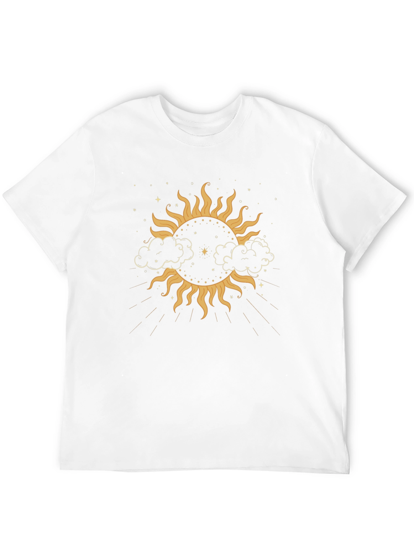 Celestial Sun & Clouds Graphic T-Shirt - Black