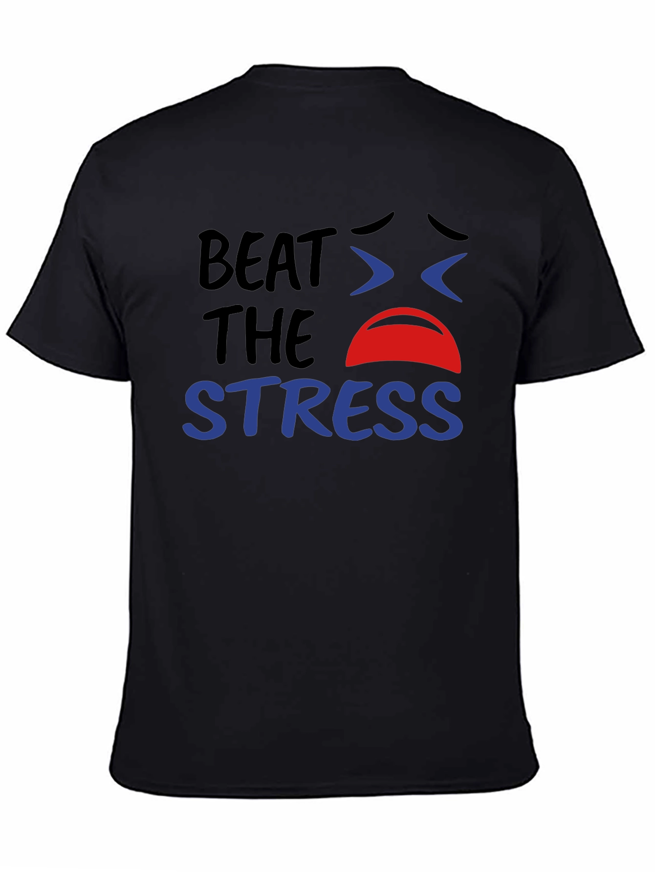 Beat the Stress Graphic T-Shirt - Black Cotton Tee