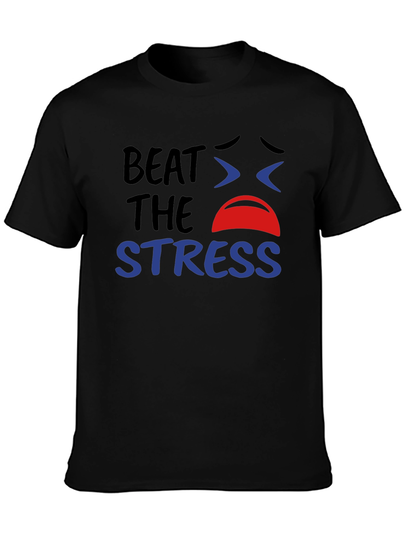 Beat the Stress Graphic T-Shirt - Black Cotton Tee