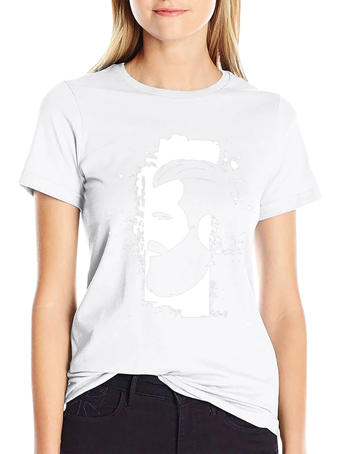 Mens Graphic Black T-Shirt - Bearded Profile Design