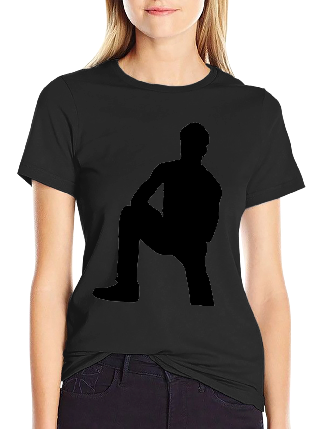 Shadow Figure Graphic Tee - Black Cotton Shirt