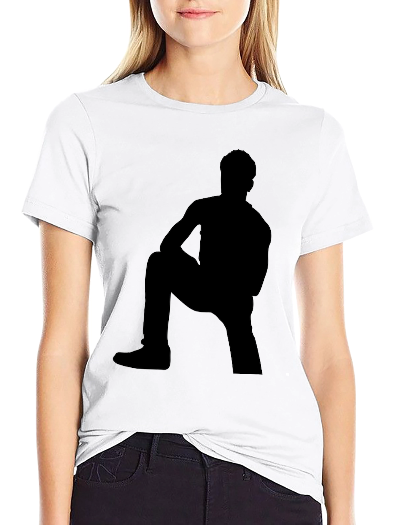 Shadow Figure Graphic Tee - Black Cotton Shirt