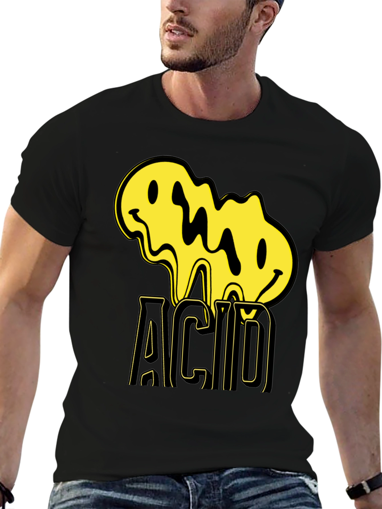 Acid Smiley Face Black T-Shirt