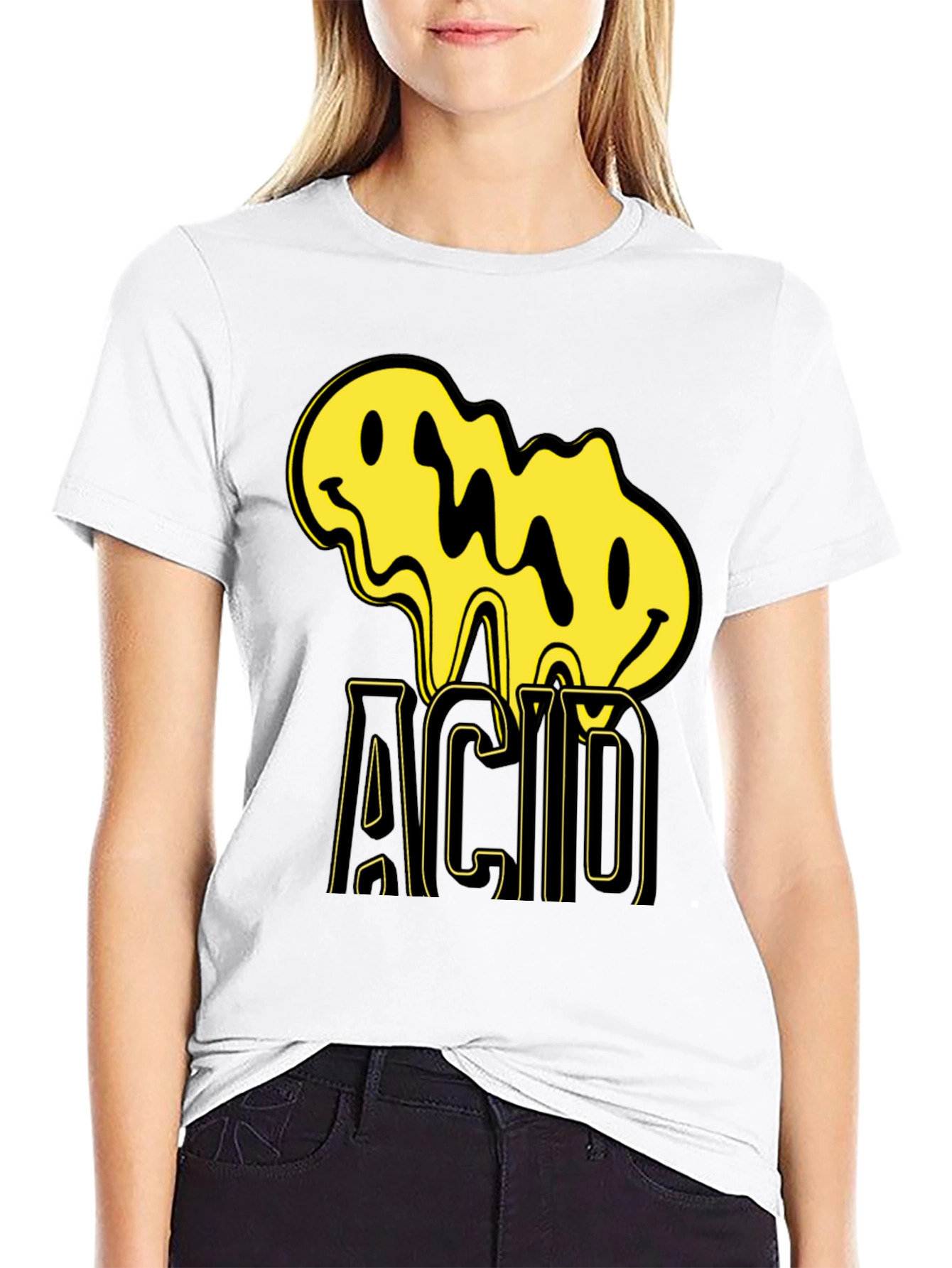 Acid Smiley Face Black T-Shirt