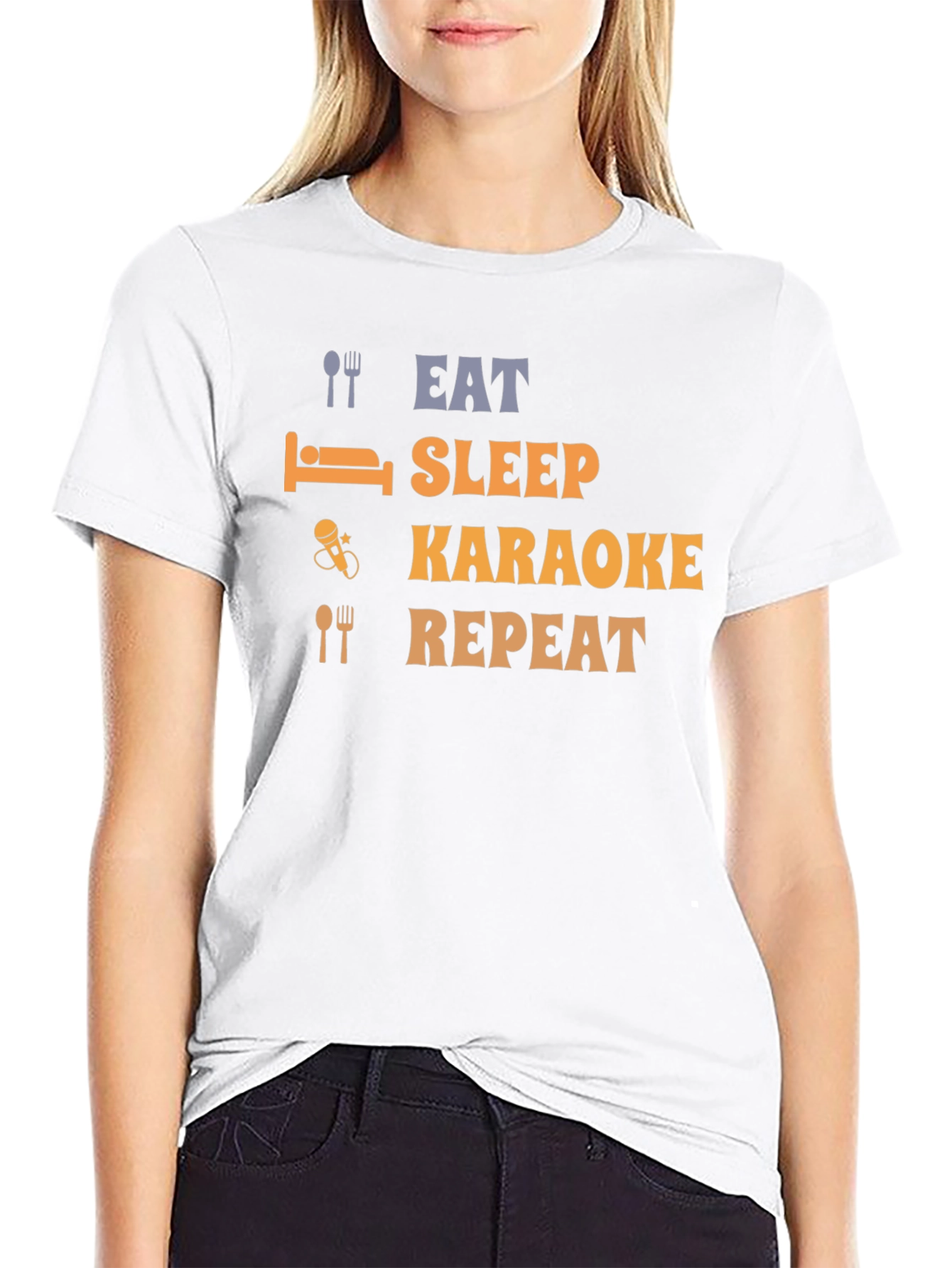 Eat Sleep Karaoke Repeat Black T-Shirt