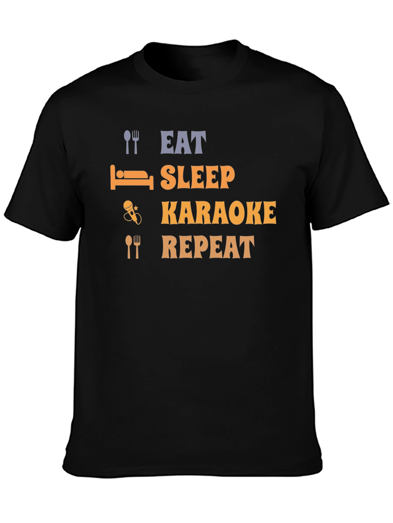 Eat Sleep Karaoke Repeat Black T-Shirt