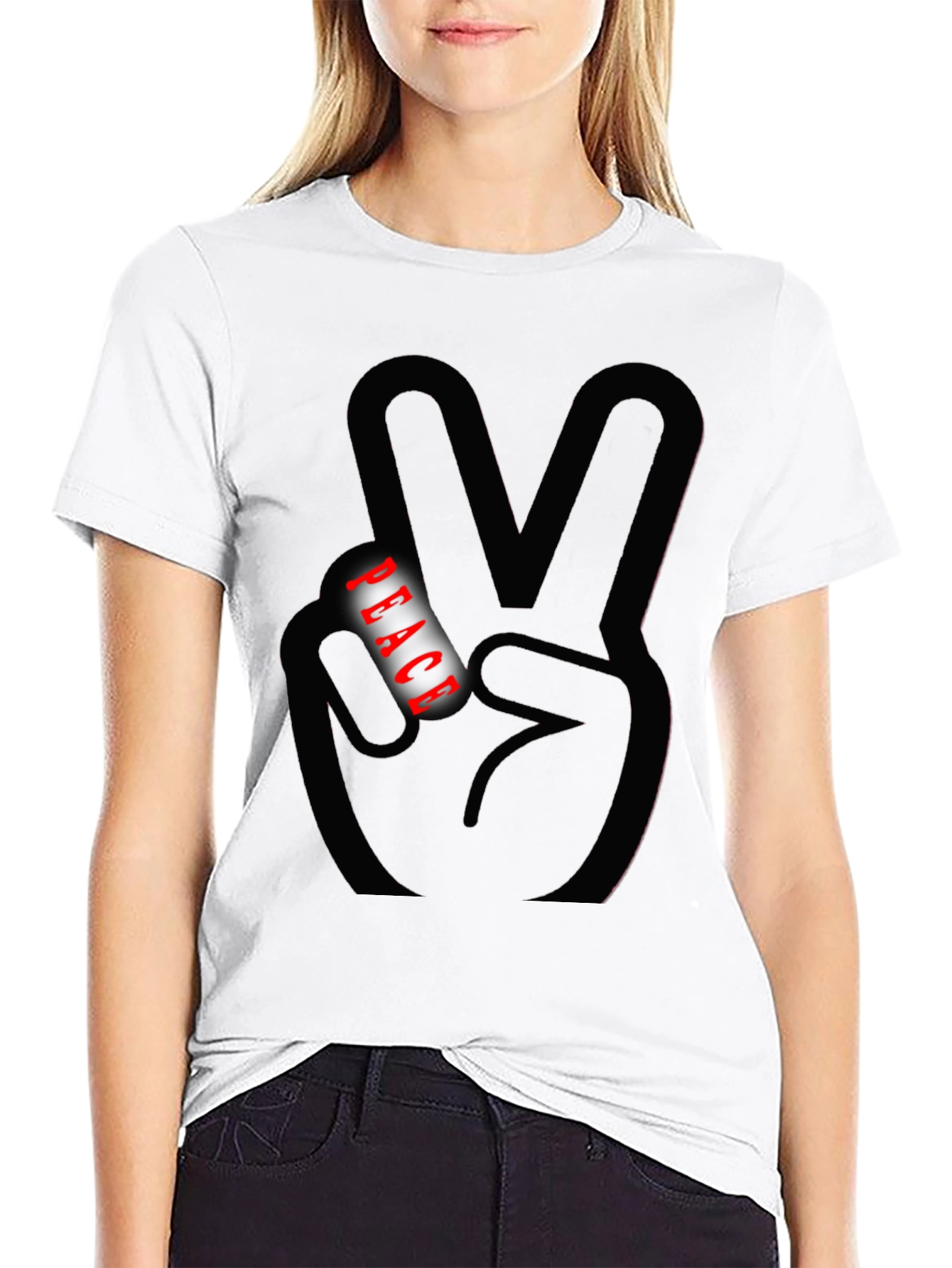 Peace Sign Graphic Tee - Black