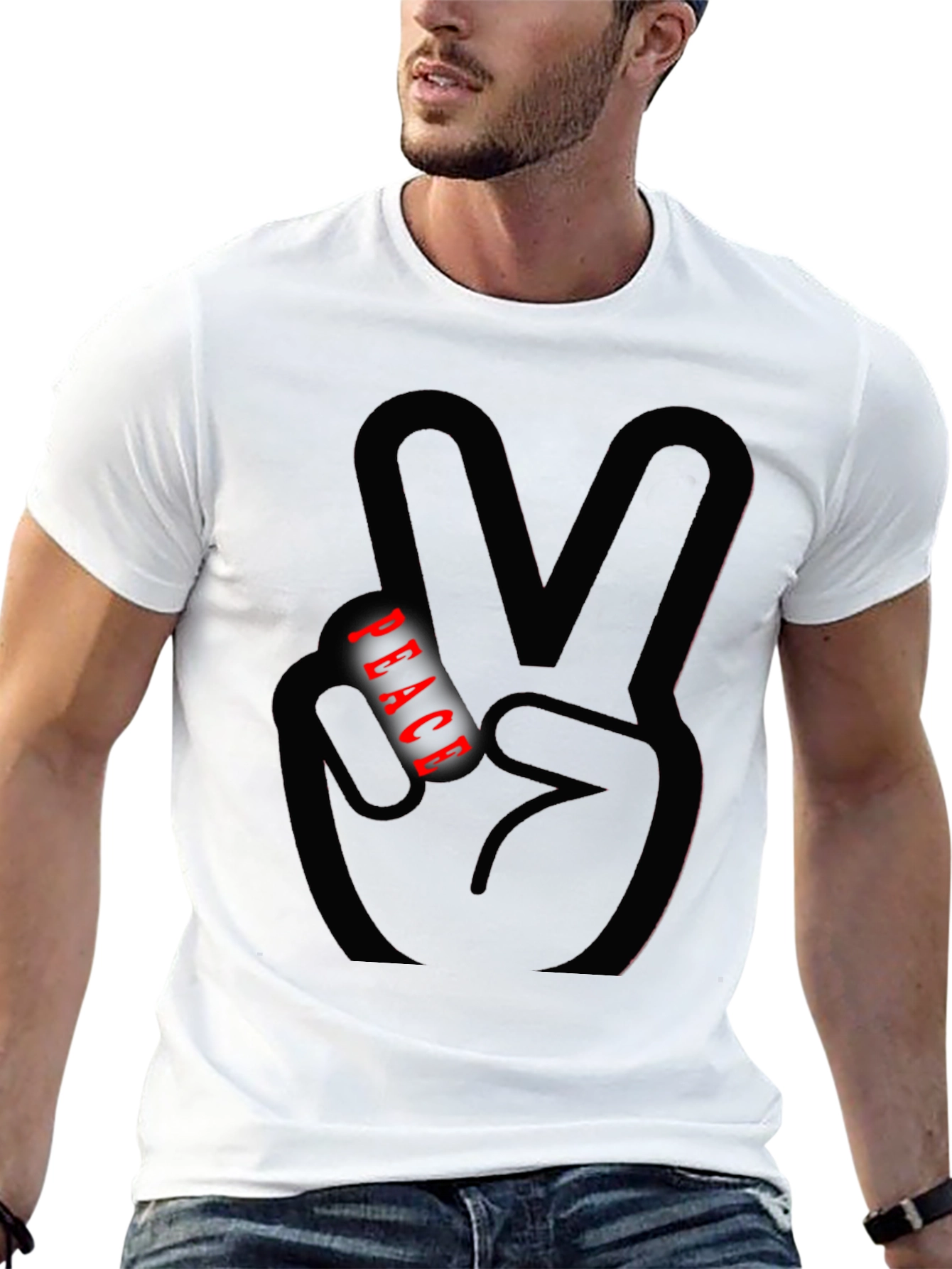 Peace Sign Graphic Tee - Black