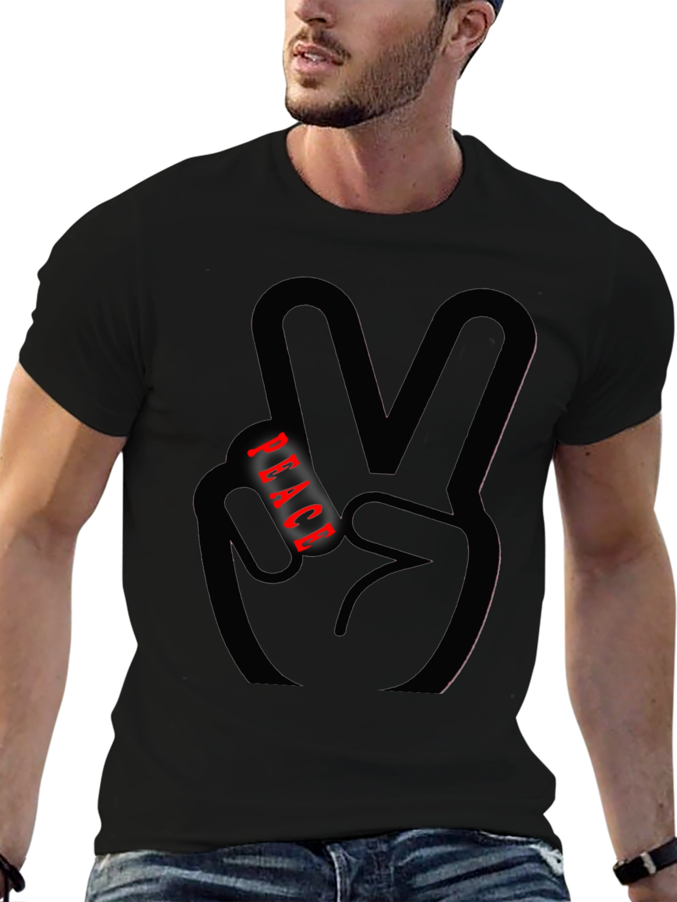 Peace Sign Graphic Tee - Black