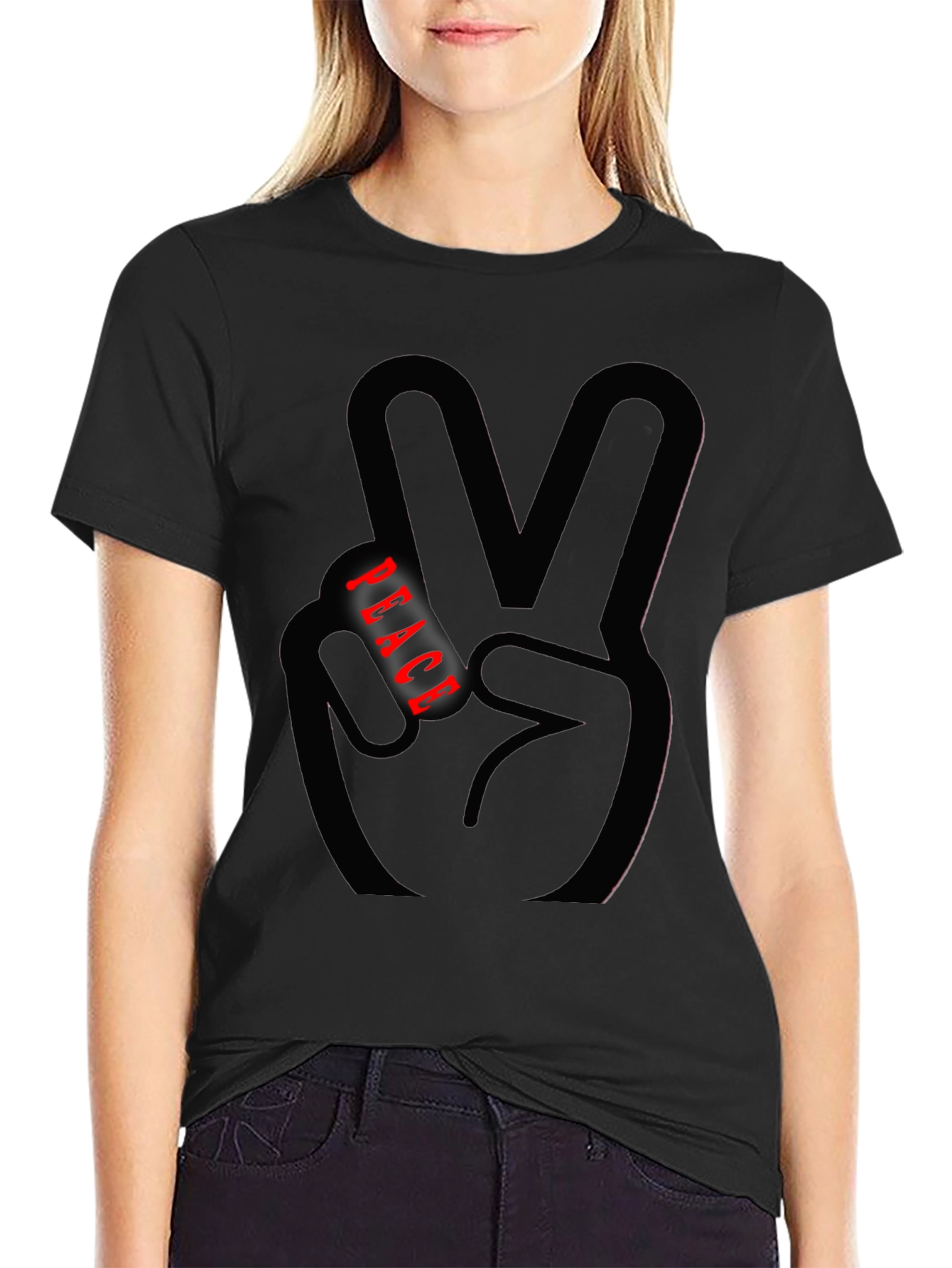 Peace Sign Graphic Tee - Black