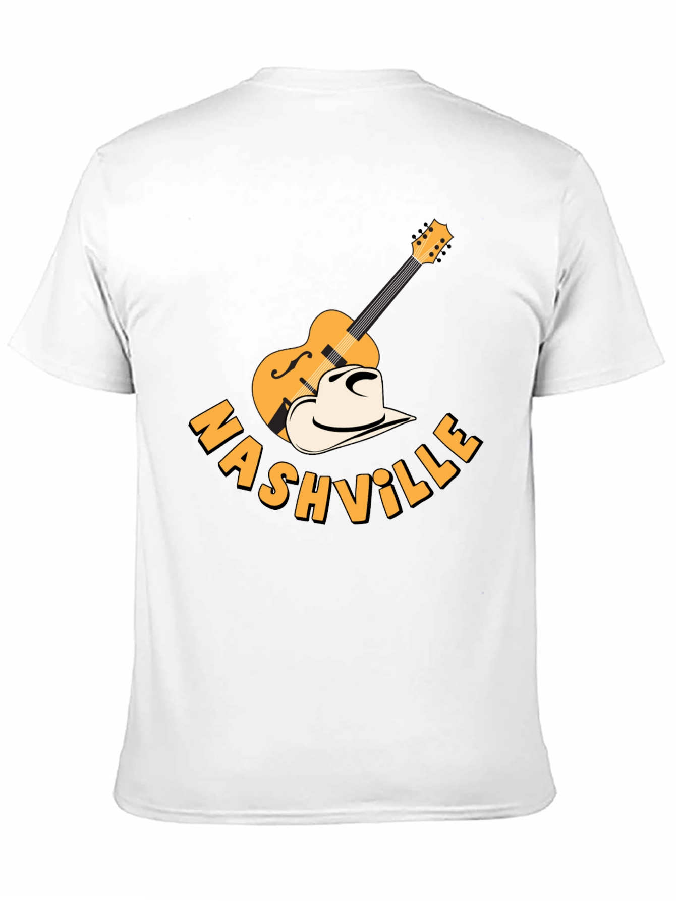 Nashville Guitar & Cowboy Hat Graphic Tee - Black
