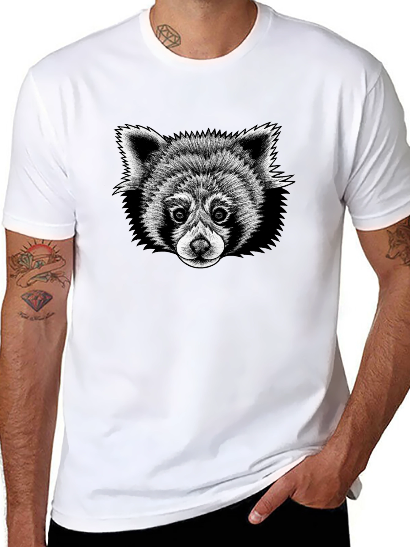 Red Panda Graphic Tee - Soft Black T-Shirt