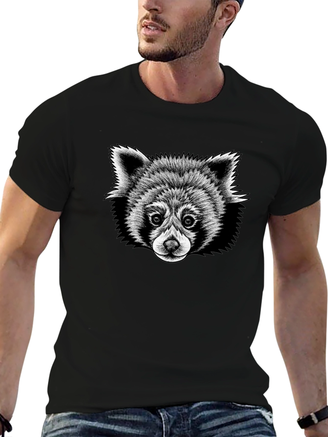 Red Panda Graphic Tee - Soft Black T-Shirt
