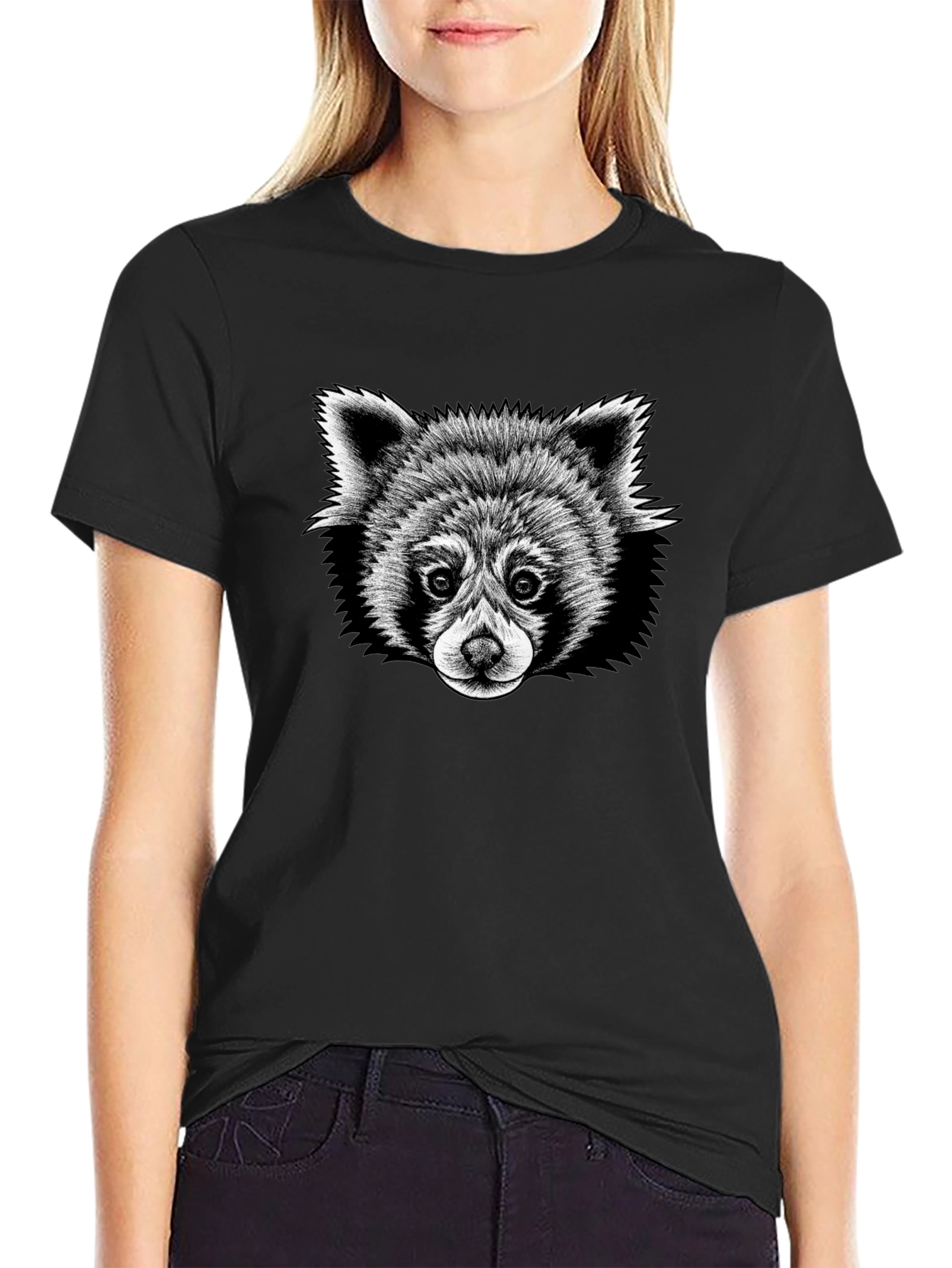 Red Panda Graphic Tee - Soft Black T-Shirt