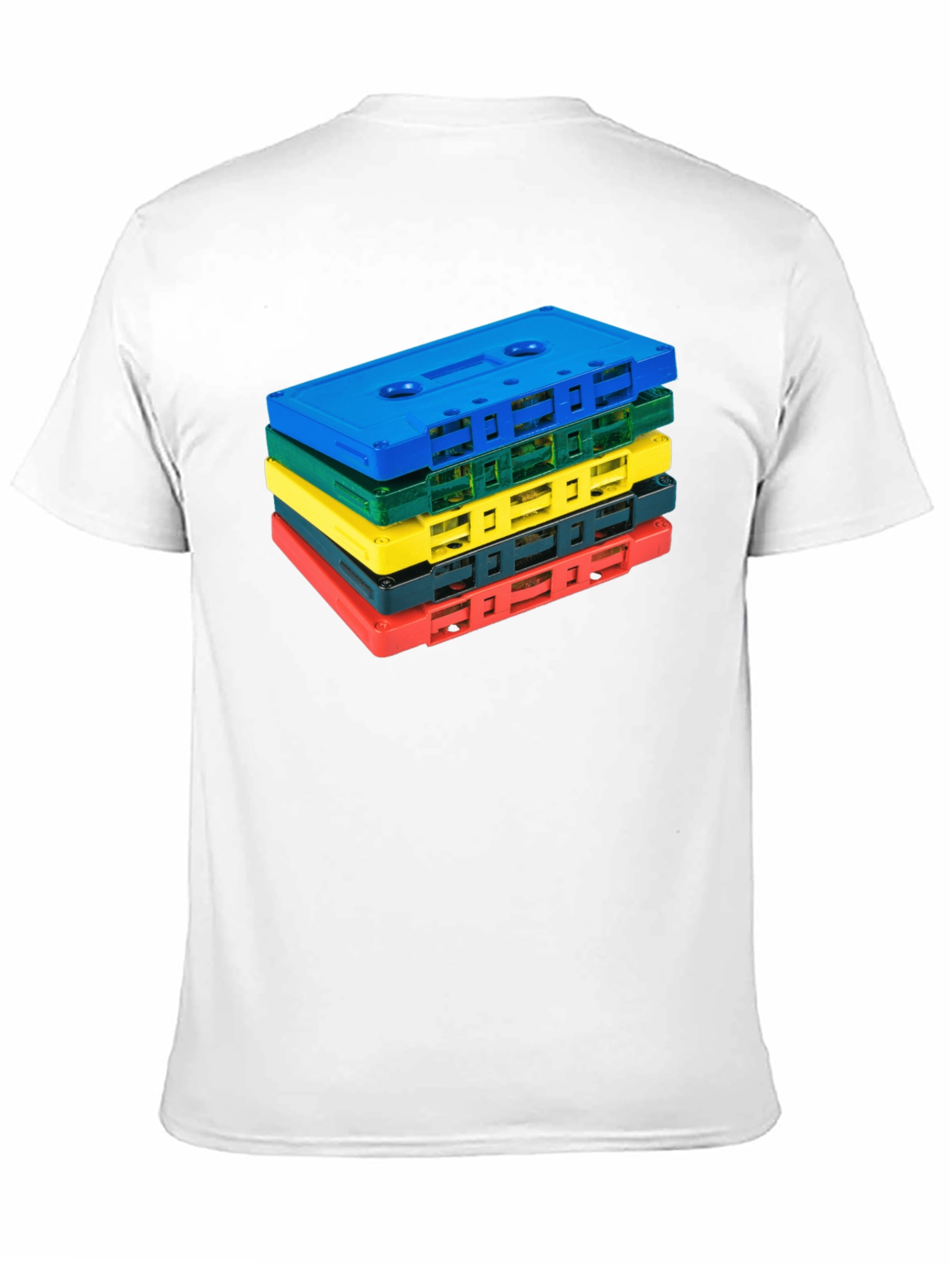 Retro Cassette Tape Stack Graphic Tee - Black