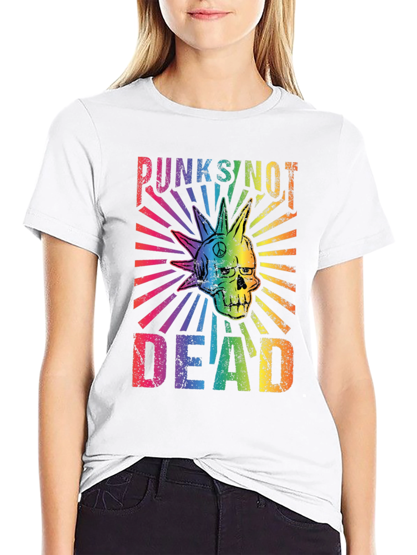 Punks Not Dead Rainbow Graphic T-Shirt