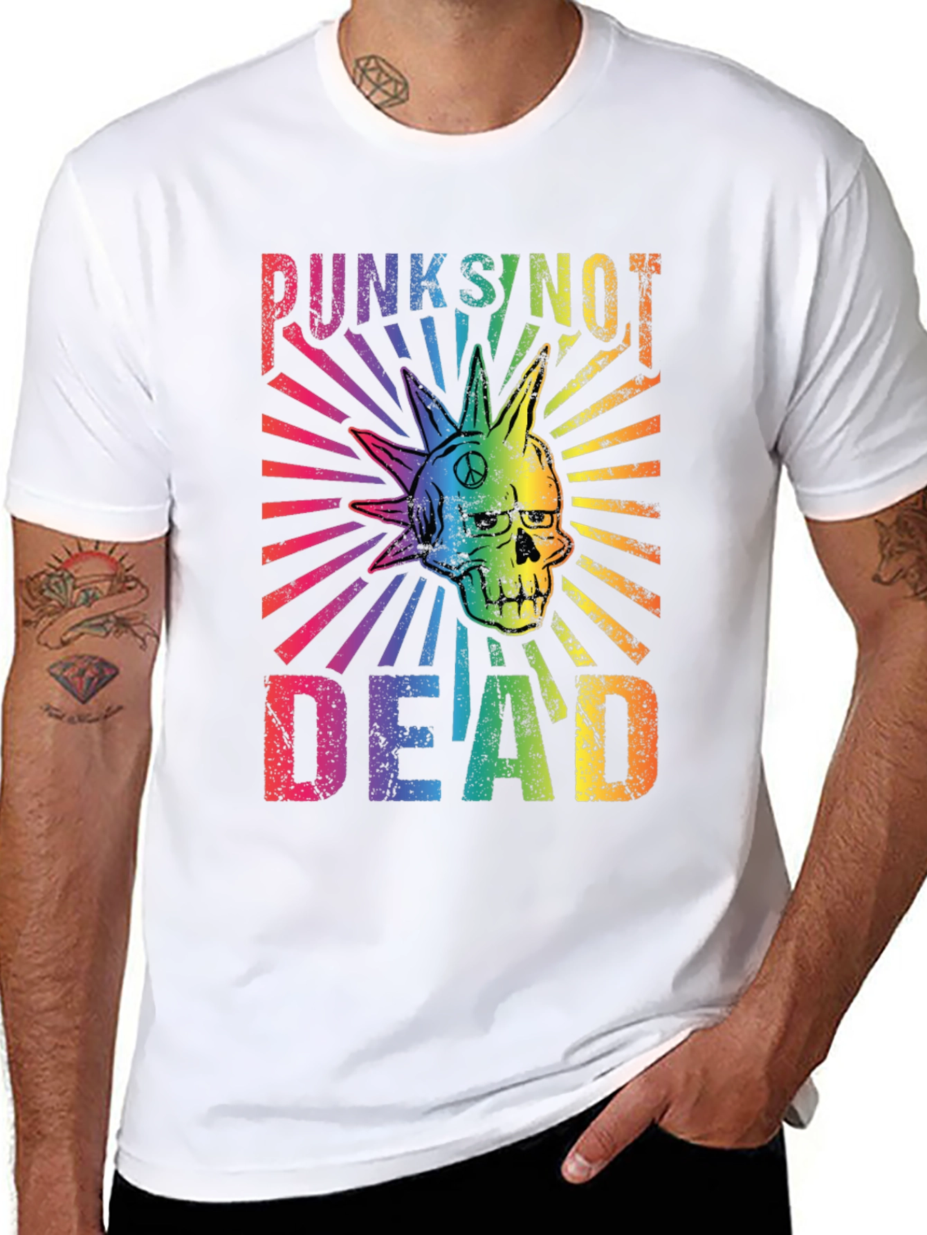 Punks Not Dead Rainbow Graphic T-Shirt