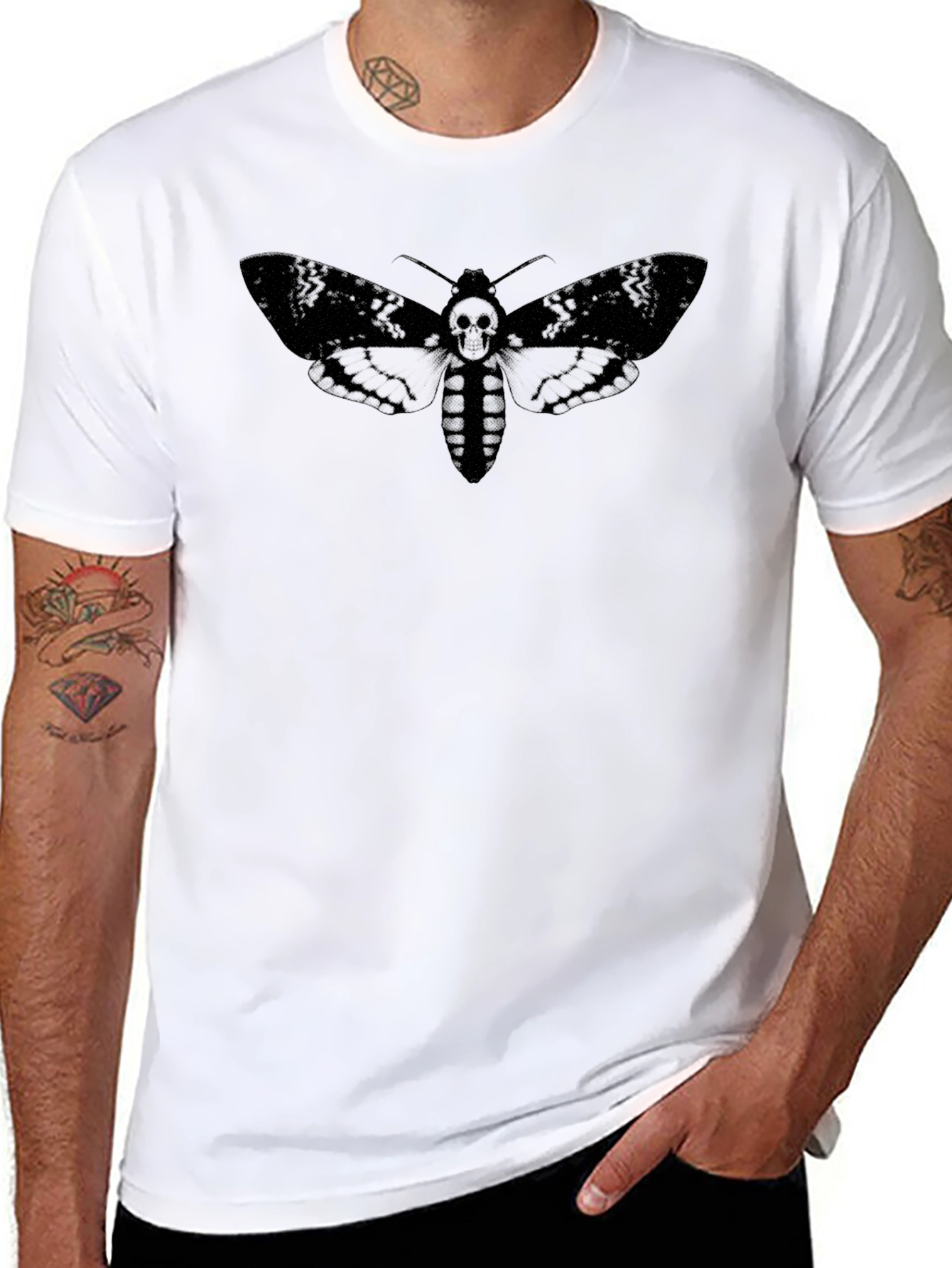 Moth Skull Graphic Tee - Dark Aesthetic T-Shirt