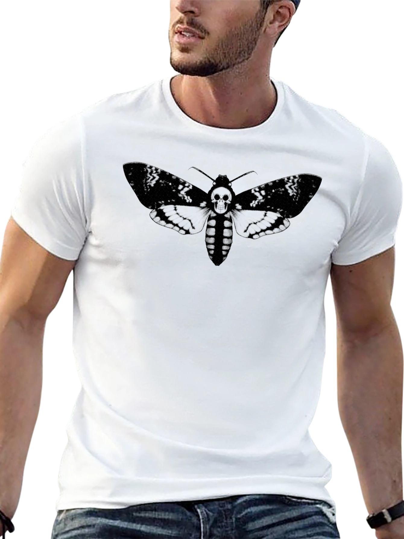 Moth Skull Graphic Tee - Dark Aesthetic T-Shirt
