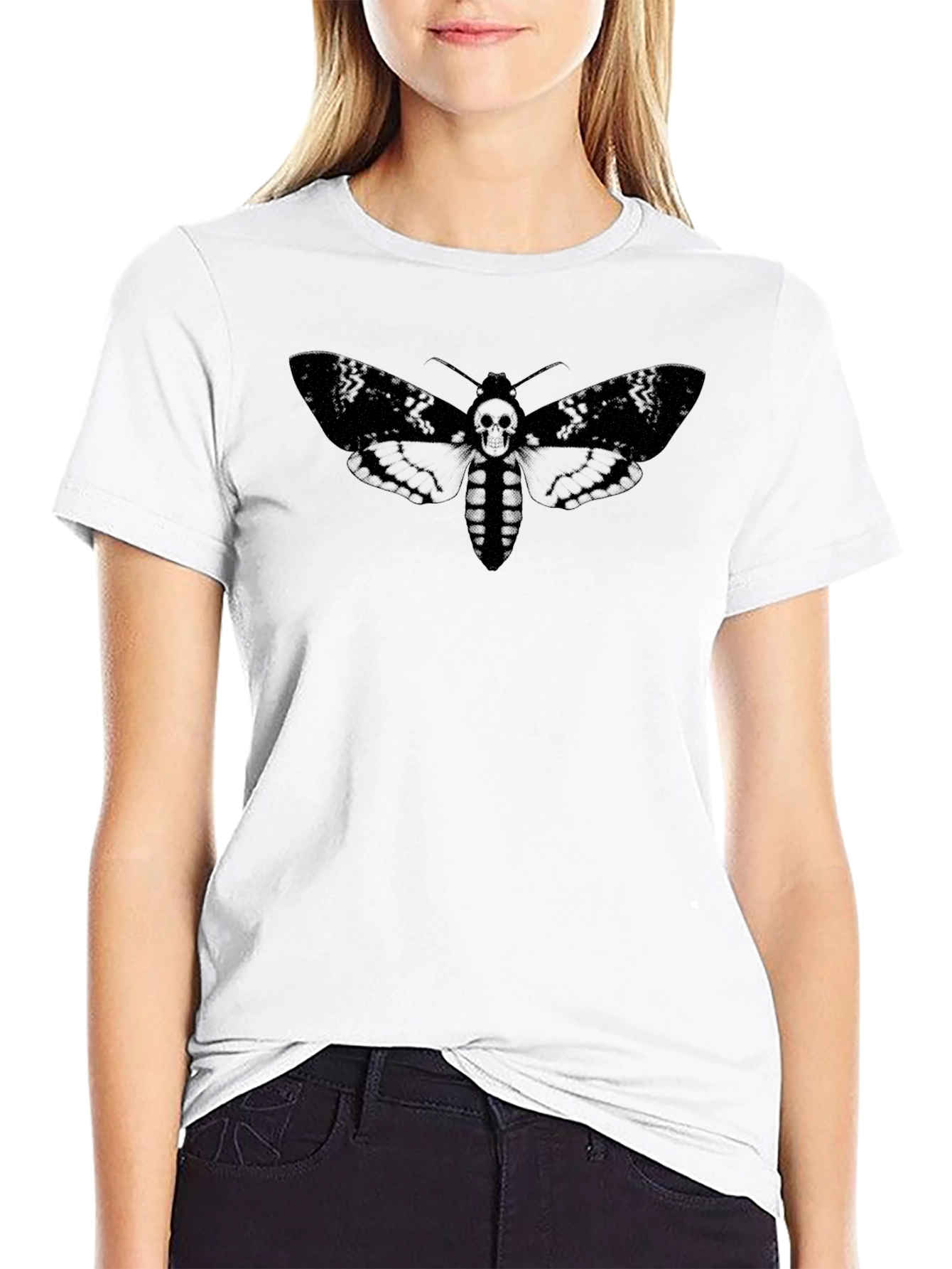Moth Skull Graphic Tee - Dark Aesthetic T-Shirt
