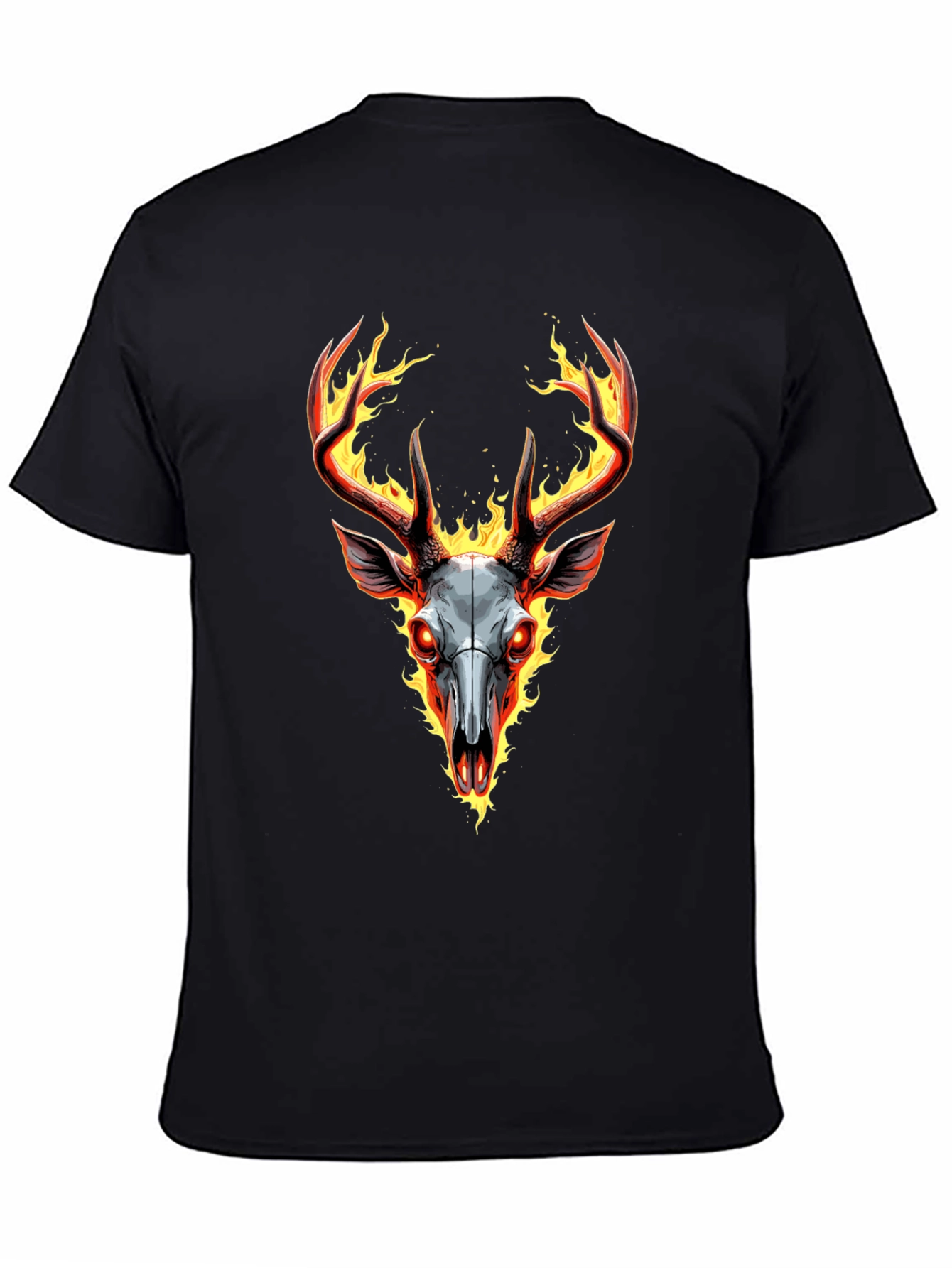 Flaming Deer Skull Graphic Tee