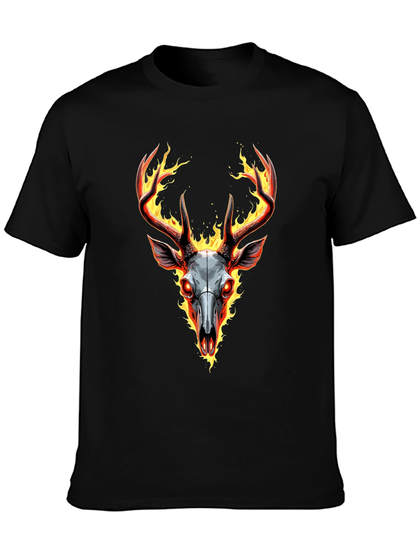 Flaming Deer Skull Graphic Tee