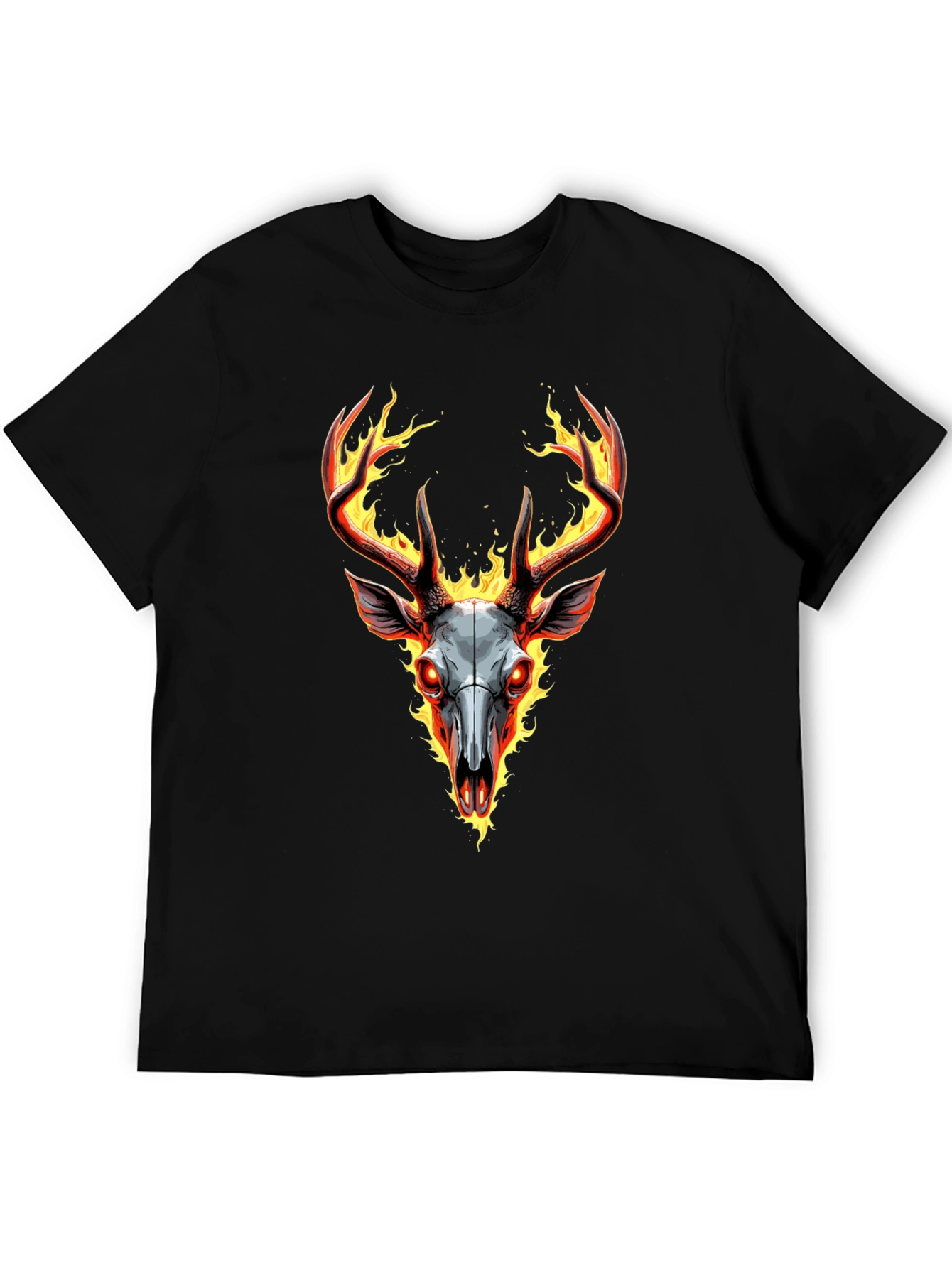Flaming Deer Skull Graphic Tee