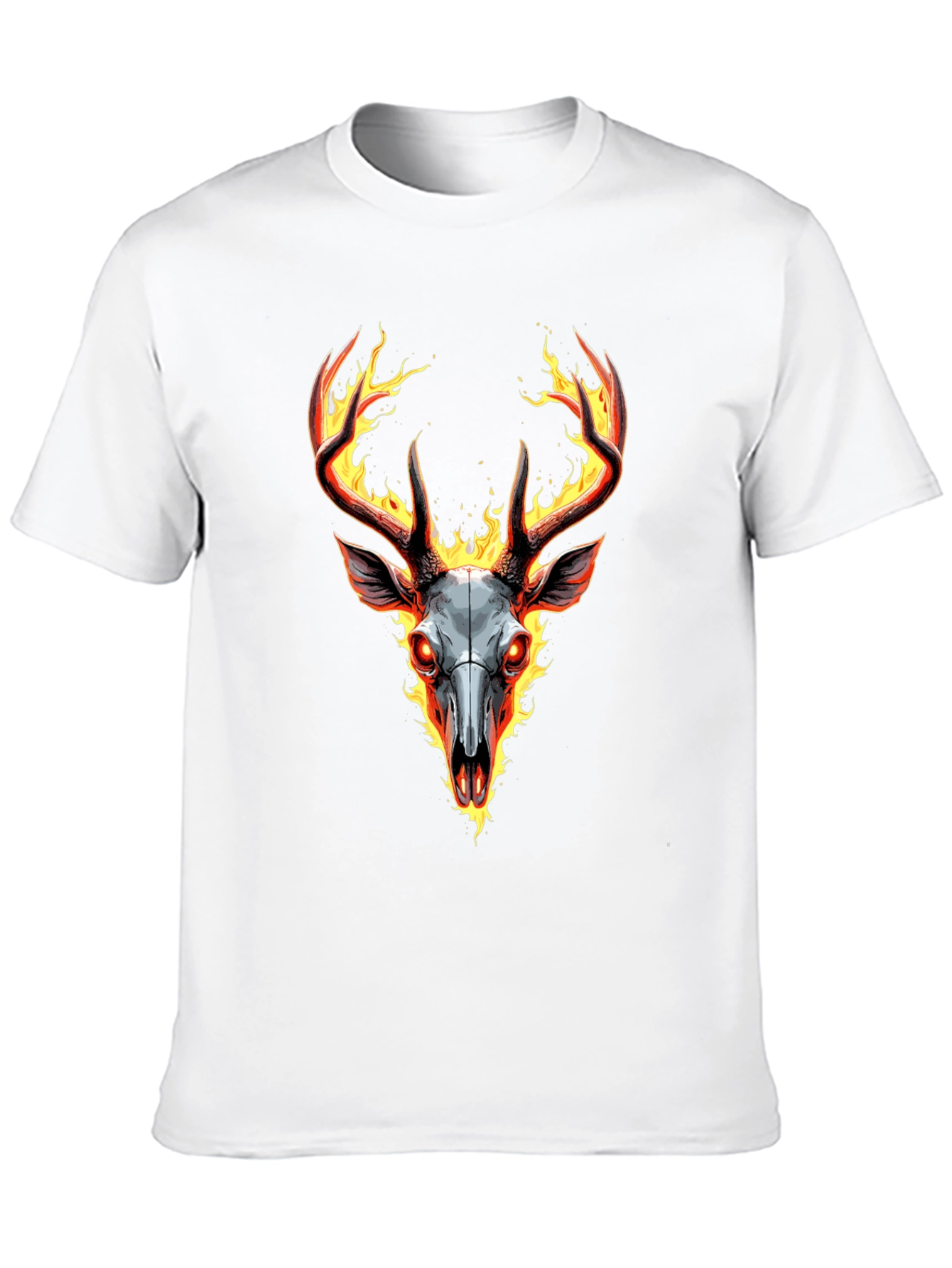 Flaming Deer Skull Graphic Tee