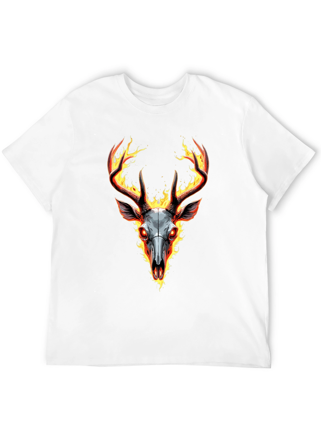 Flaming Deer Skull Graphic Tee