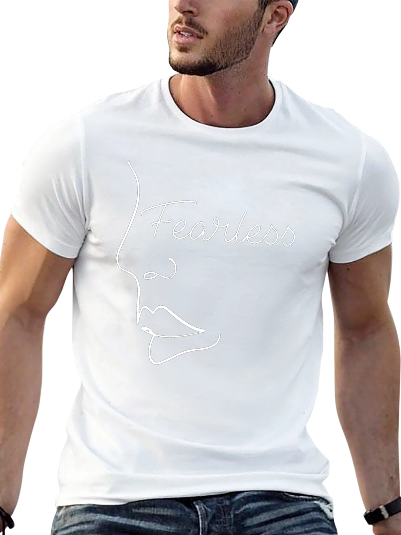 Fearless Line Art Graphic Tee - Black