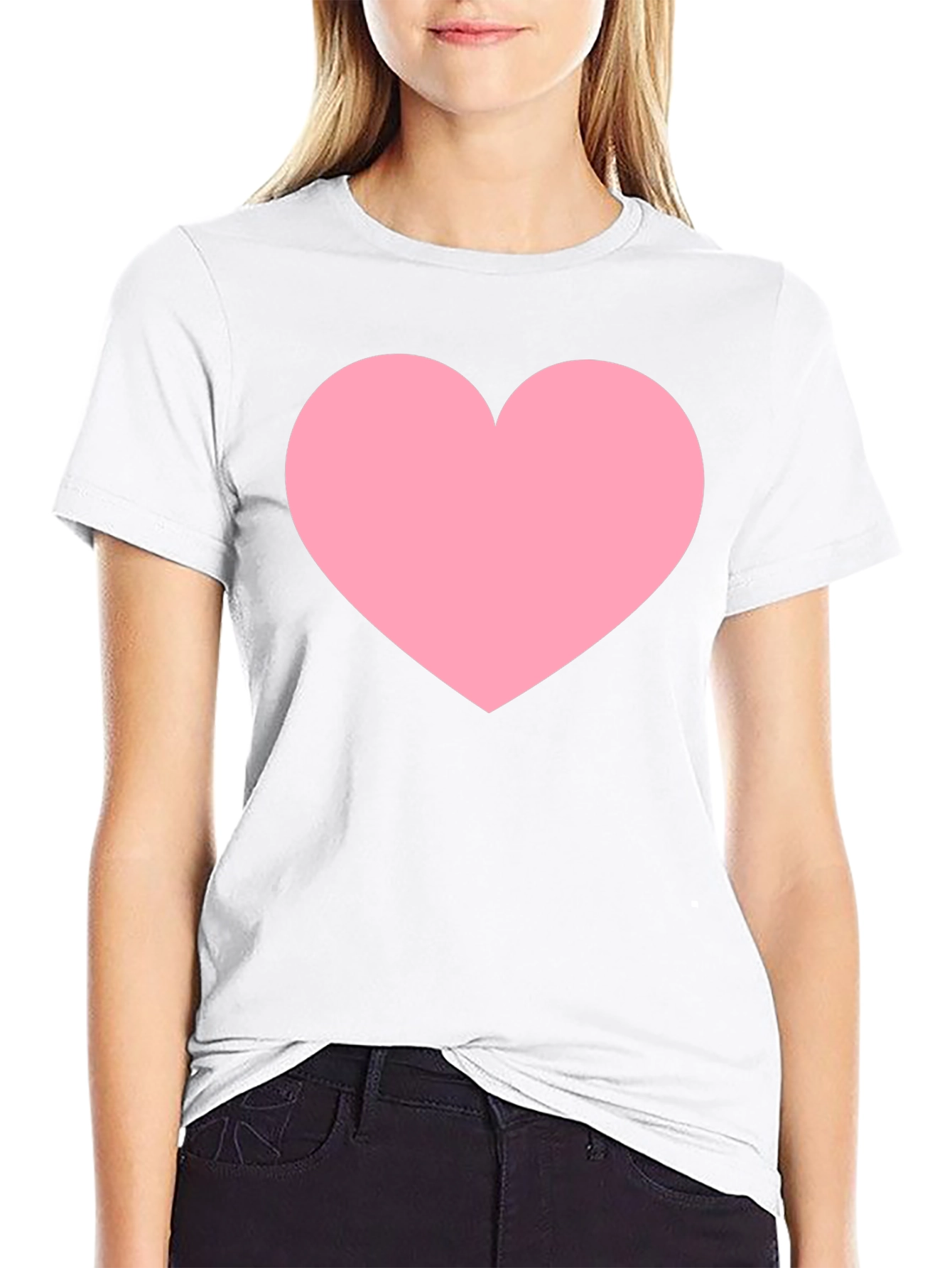 Mens Black T-Shirt with Pink Heart Print