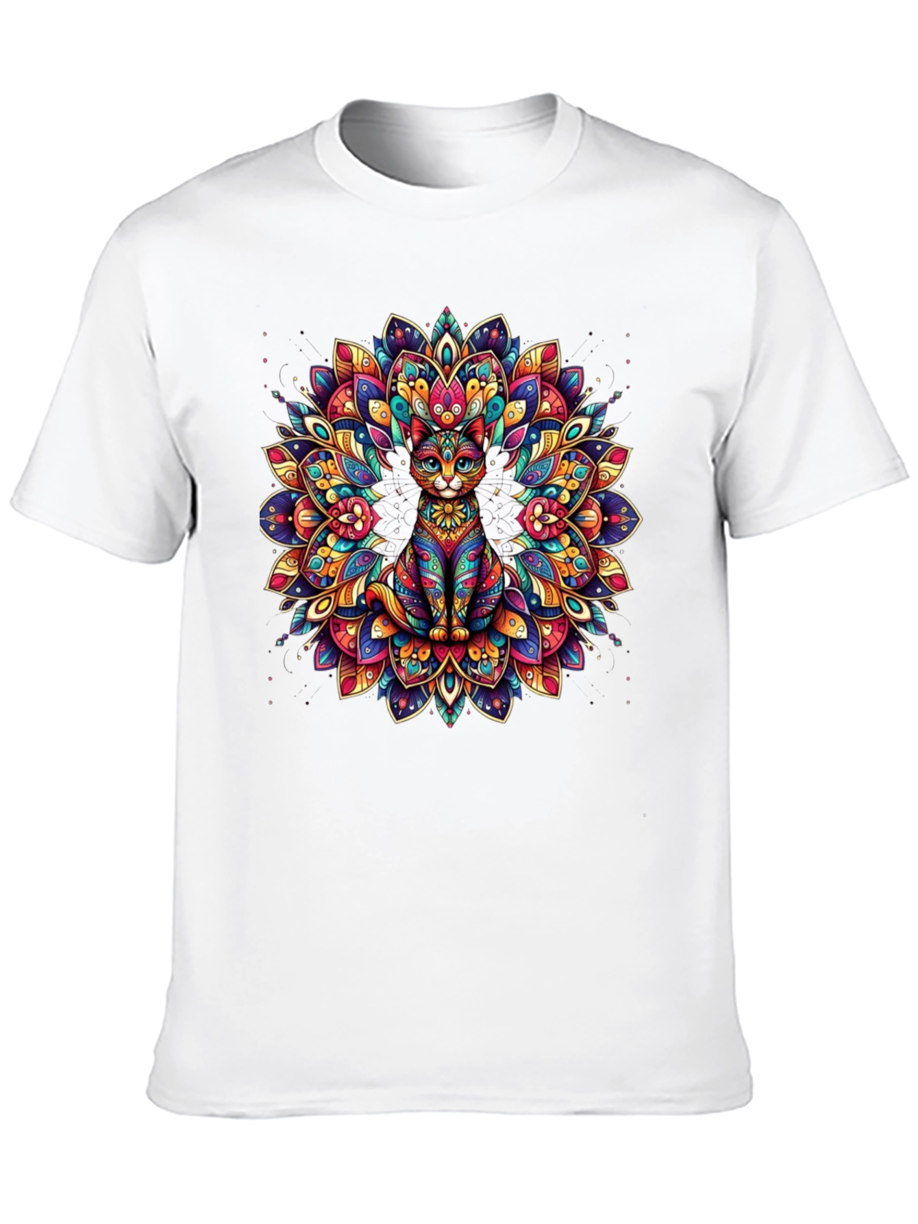 Psychedelic Cat Mandala Graphic Tee