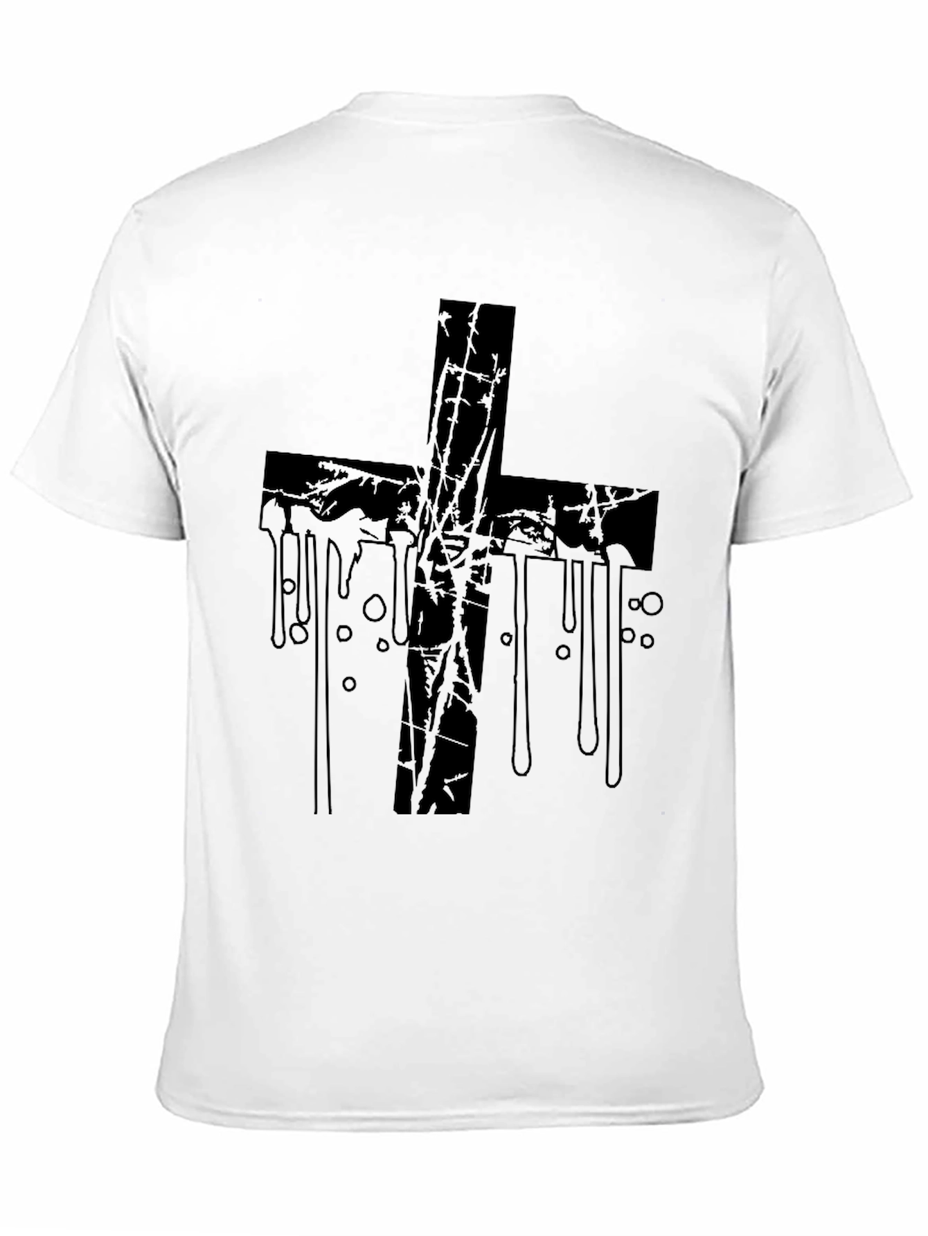 Grunge Cross Graphic Print Black T-Shirt