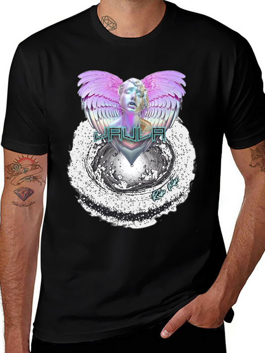 YAU LA Angel Wing Graphic Tee - Black Cotton Casual Top
