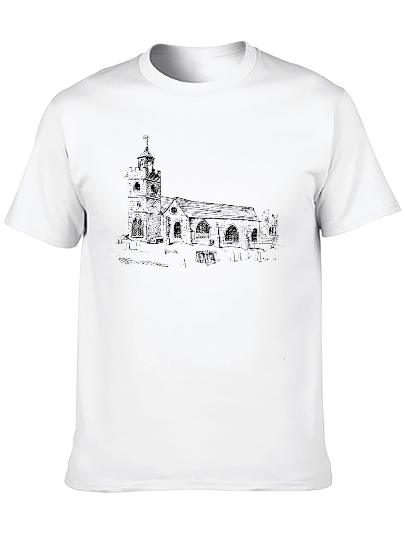 Church Sketch Black T-Shirt