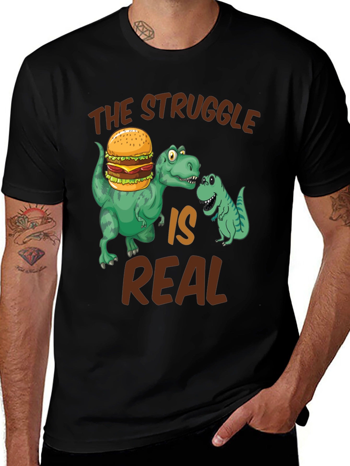 Dino Burger Struggle T-Shirt