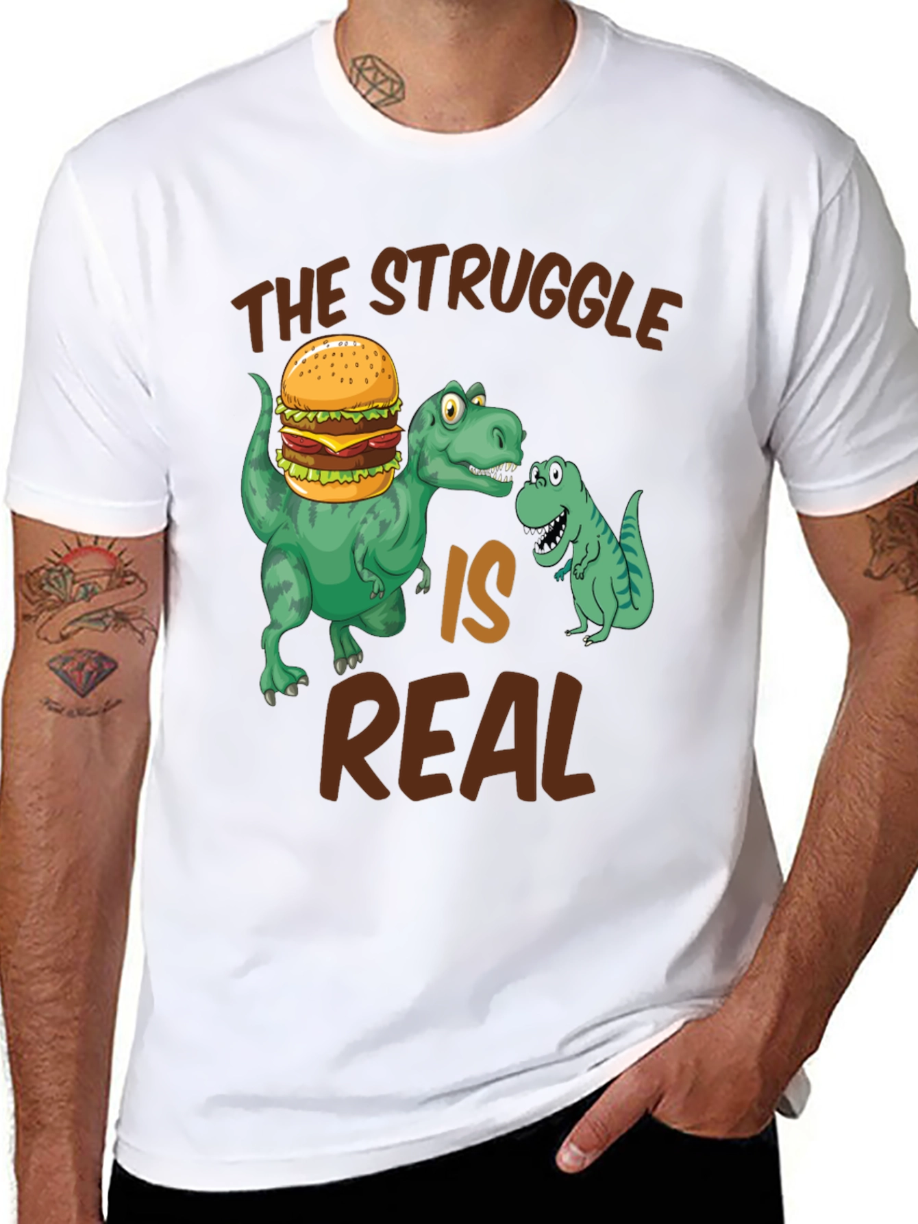 Dino Burger Struggle T-Shirt