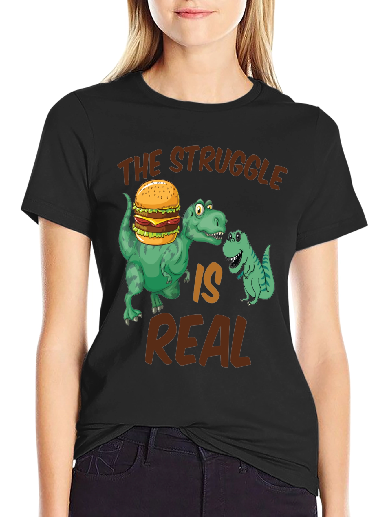 Dino Burger Struggle T-Shirt