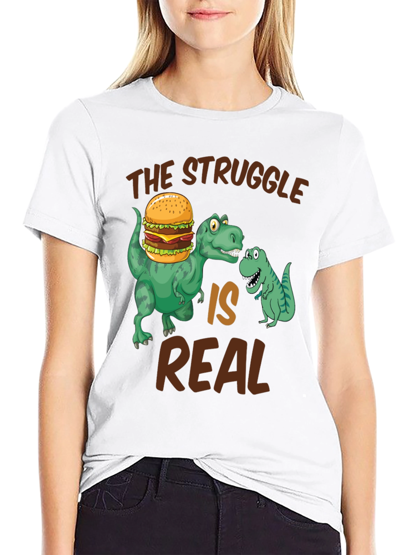 Dino Burger Struggle T-Shirt