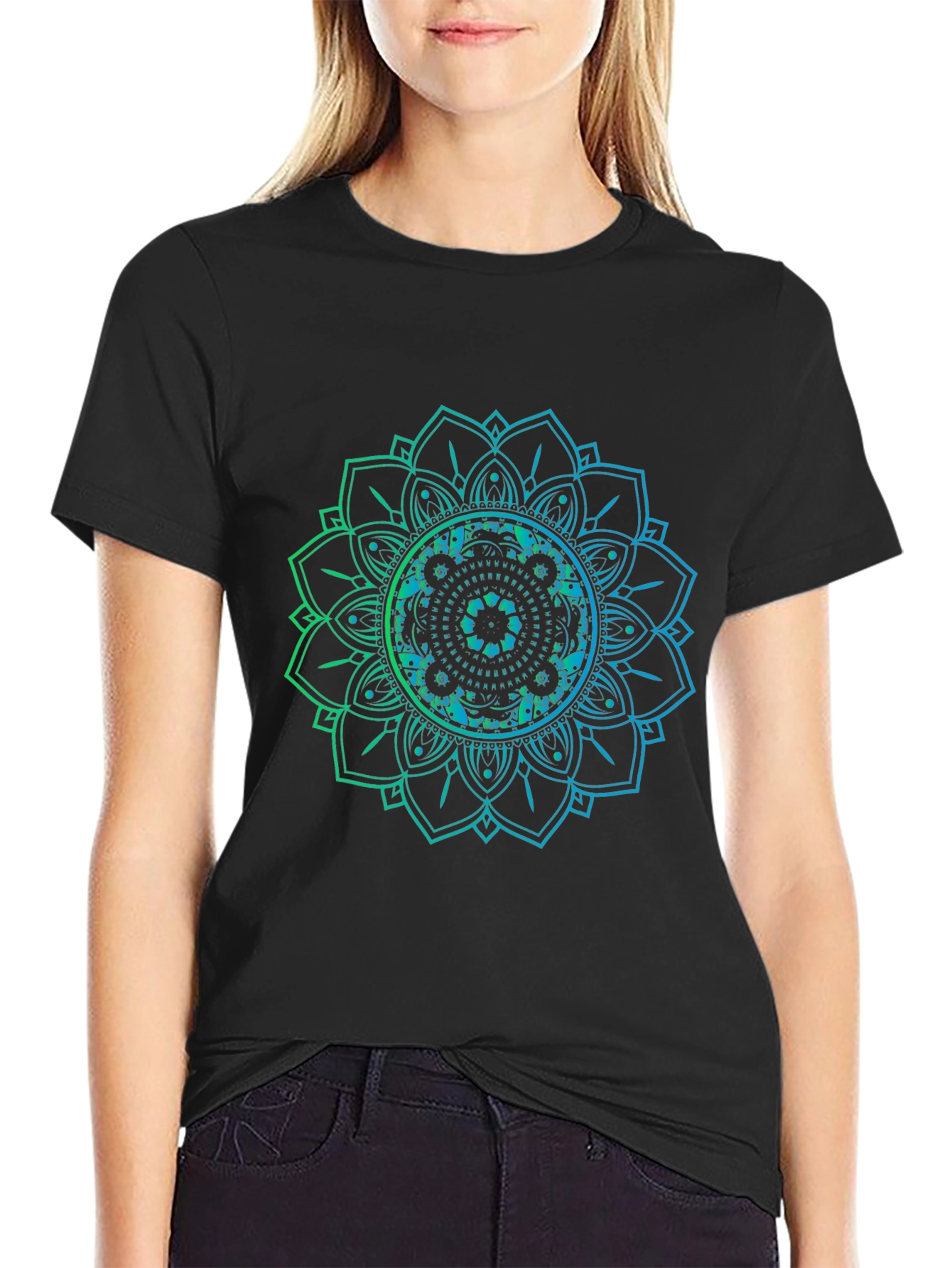 Mandala Graphic Print Black T-Shirt