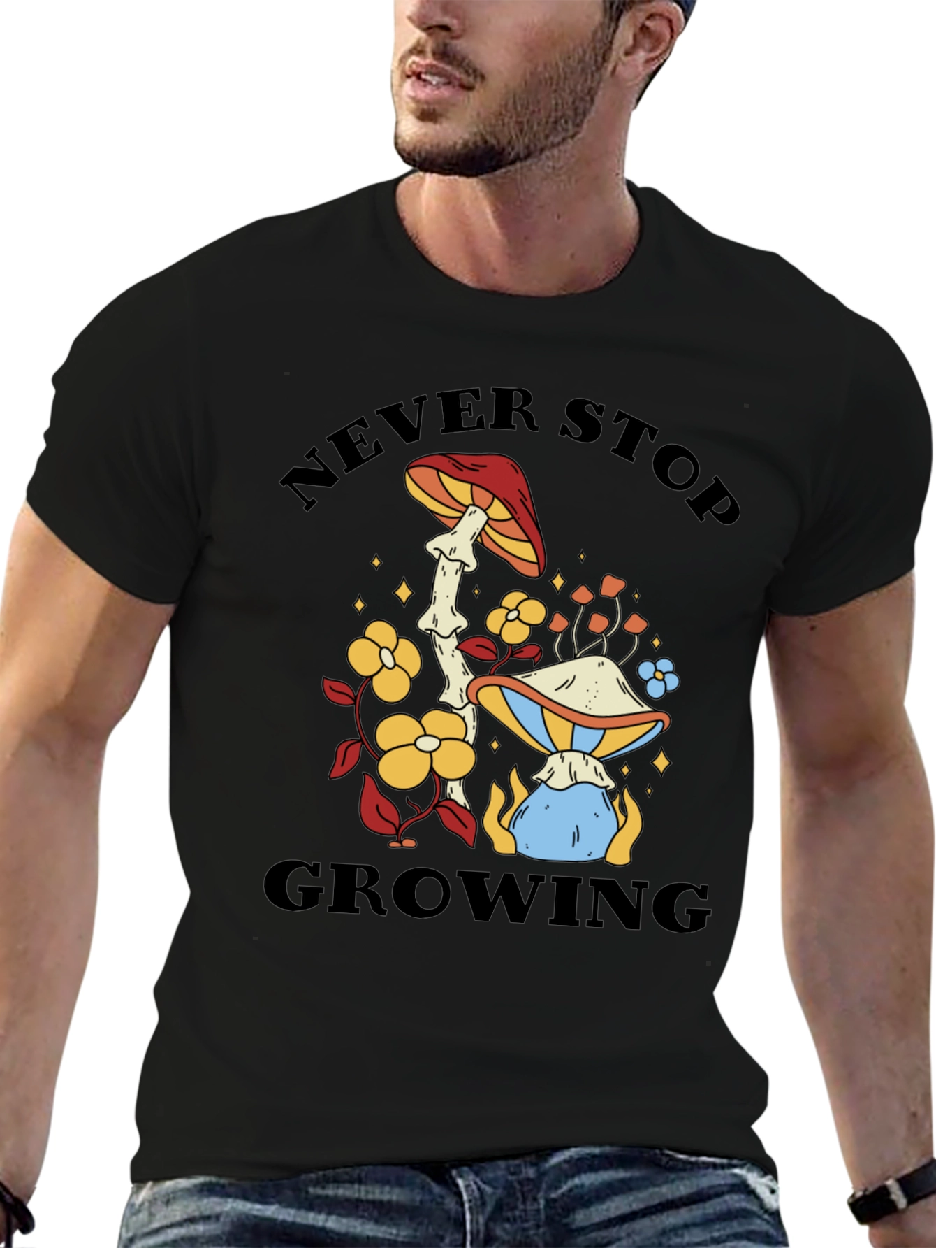 Never Stop Growing Mushroom Graphic Tee