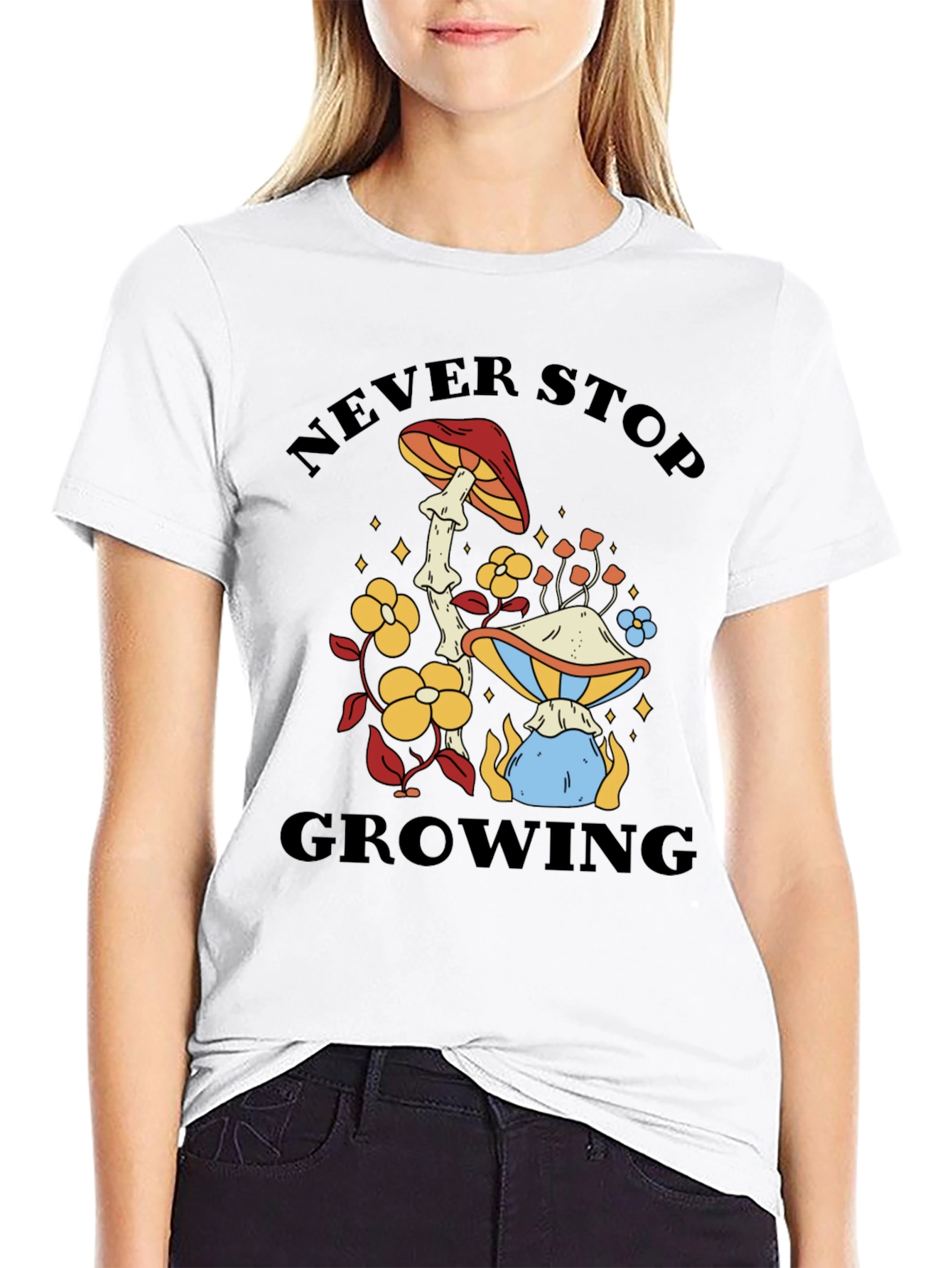 Never Stop Growing Mushroom Graphic Tee