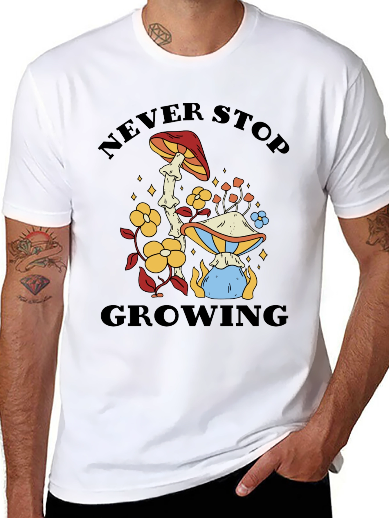 Never Stop Growing Mushroom Graphic Tee