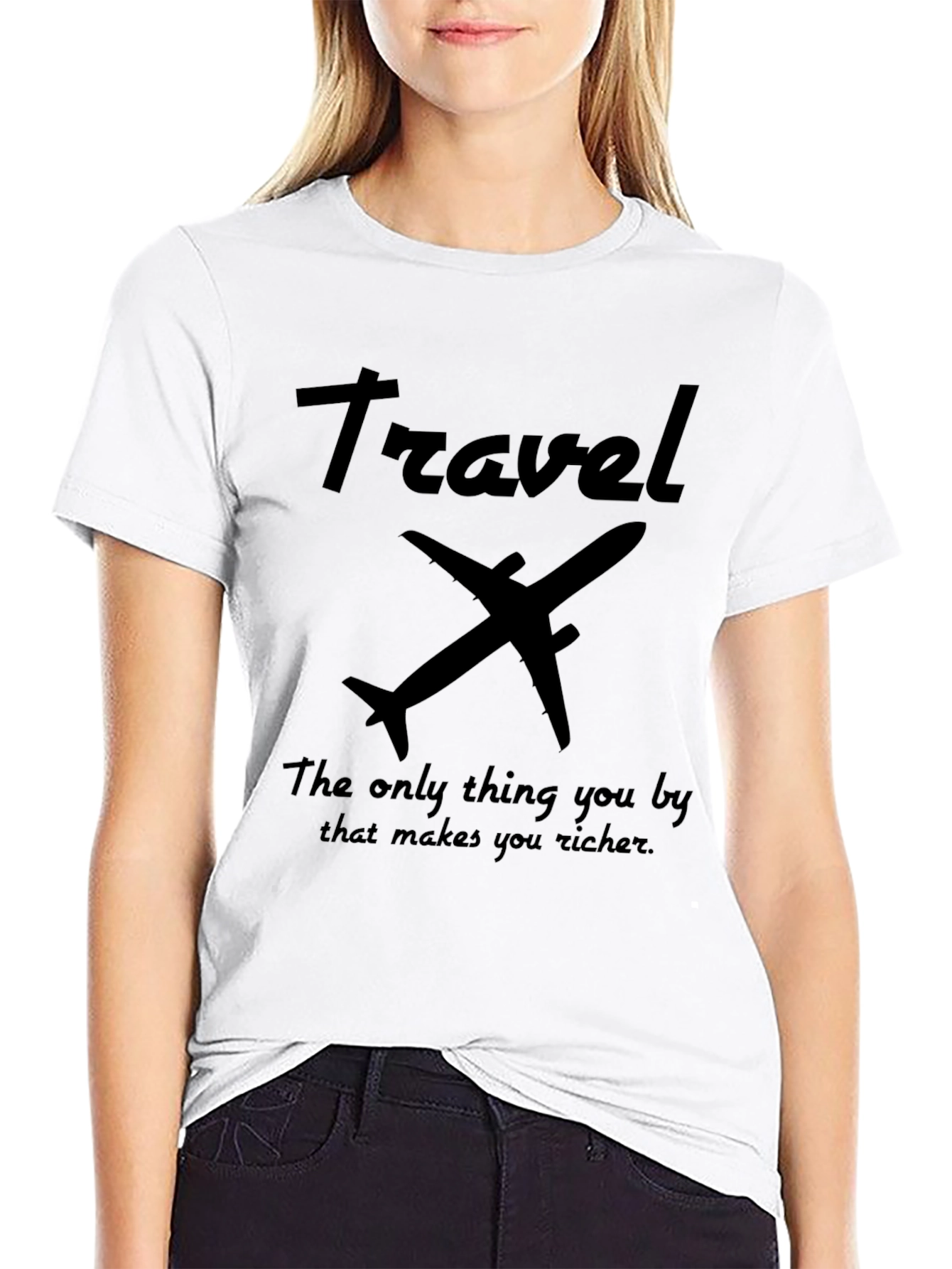 Travel Richer Graphic Black T-Shirt