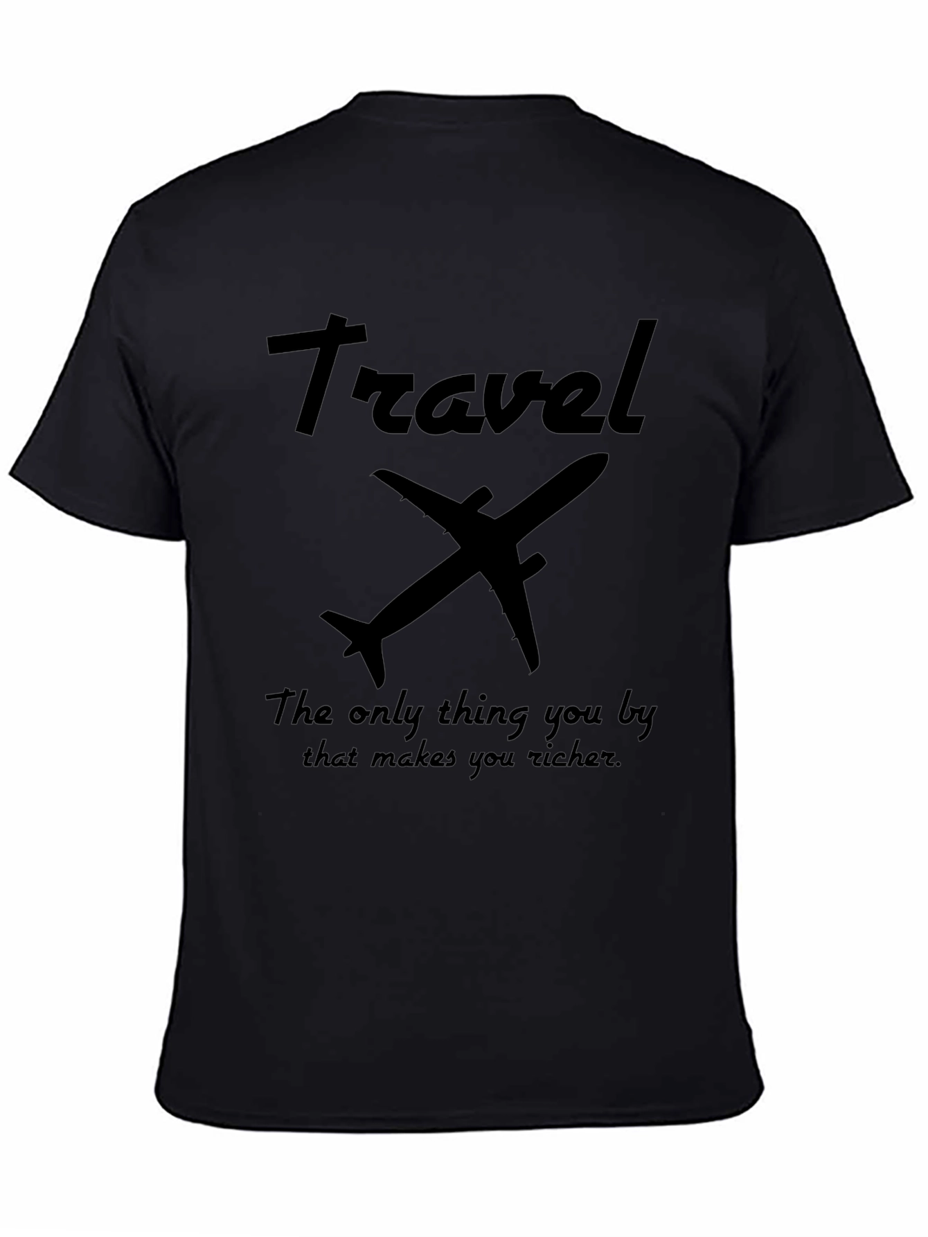 Travel Richer Graphic Black T-Shirt