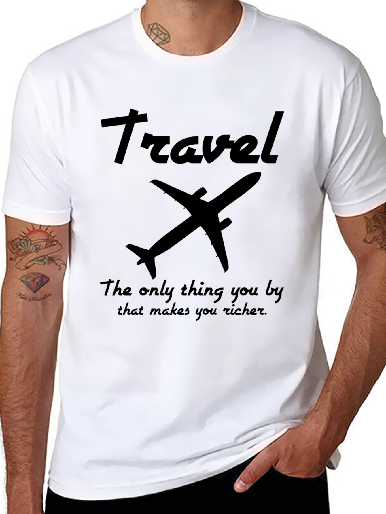 Travel Richer Graphic Black T-Shirt