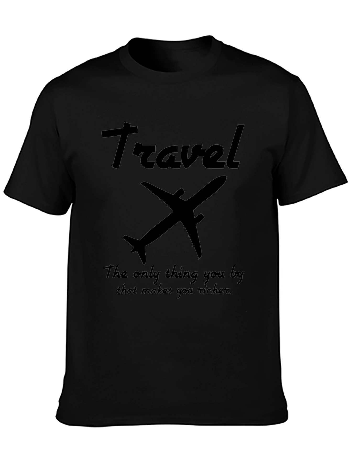 Travel Richer Graphic Black T-Shirt
