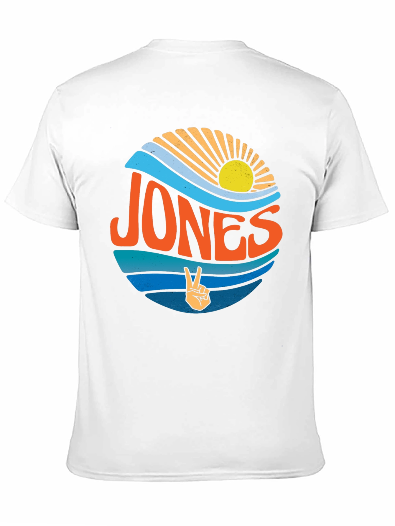 Retro JONES T-Shirt Surf Design Peace Sign Black Tee