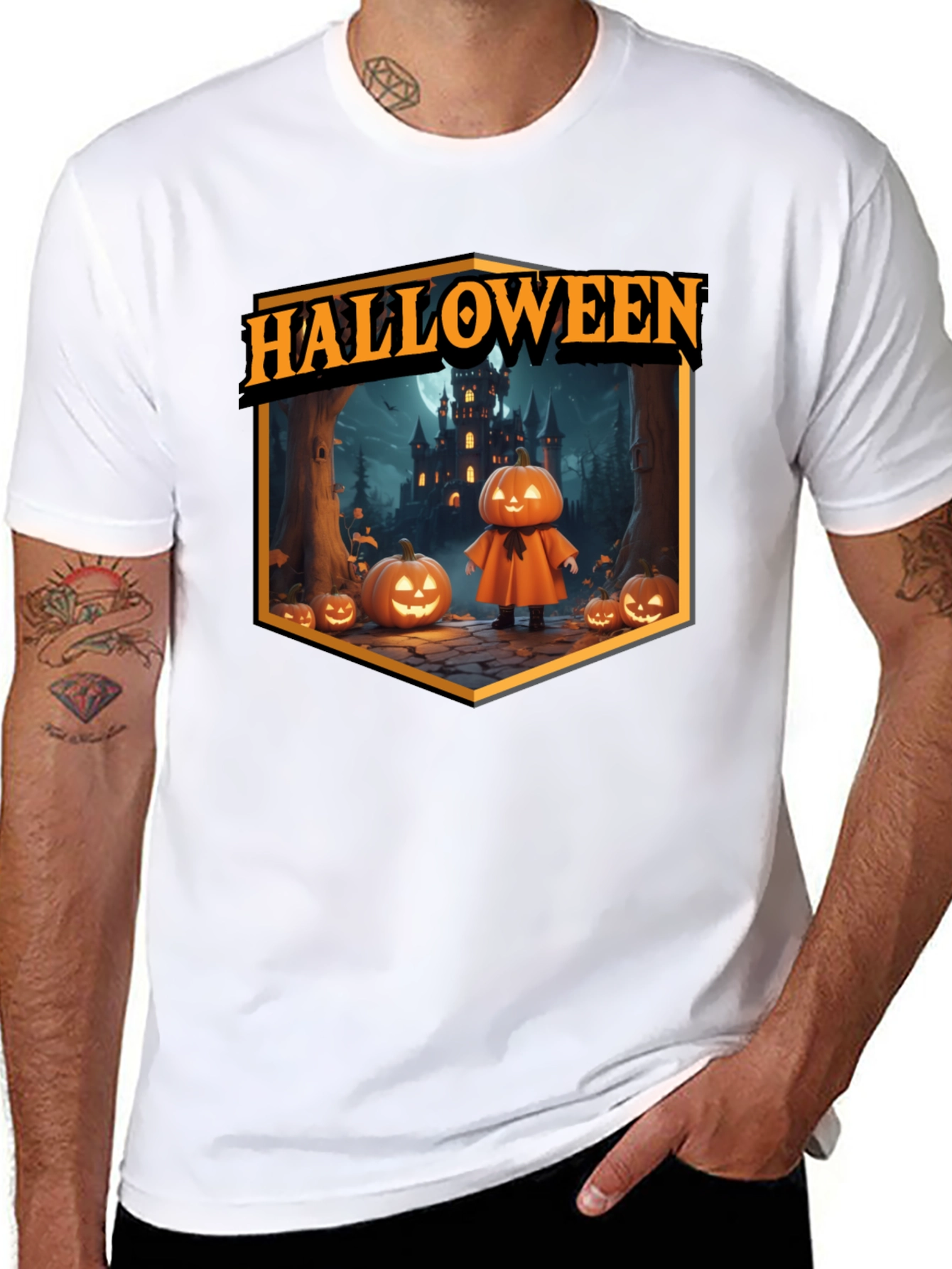 Halloween Pumpkin Castle T-Shirt - Spooky Season Tee